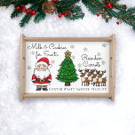 Christmas Eve Milk Cookies Santa Carrots Reindeer  Serving Tray<br><div class="desc">Milk and cookies for Santa,  and carrots for all the reindeer - all on a personalized tray with a Christmas tree,  snow,  and the children's names. Perfect for adding a special touch to your Christmas Eve traditions!</div>