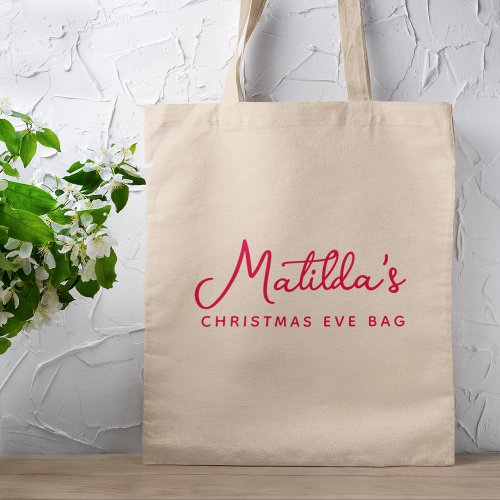 Christmas Eve Modern Minimal Red Holiday Tote Bag