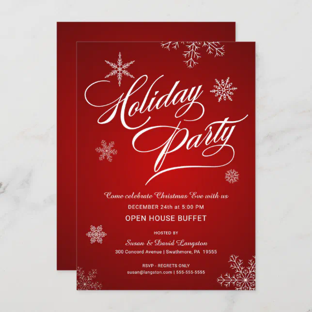 Christmas Eve Open House Buffet Party Invitation 