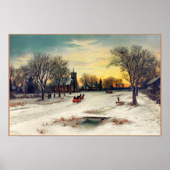 Christmas Eve Painting (1885) by W. C. Bauer Poster (Front)
