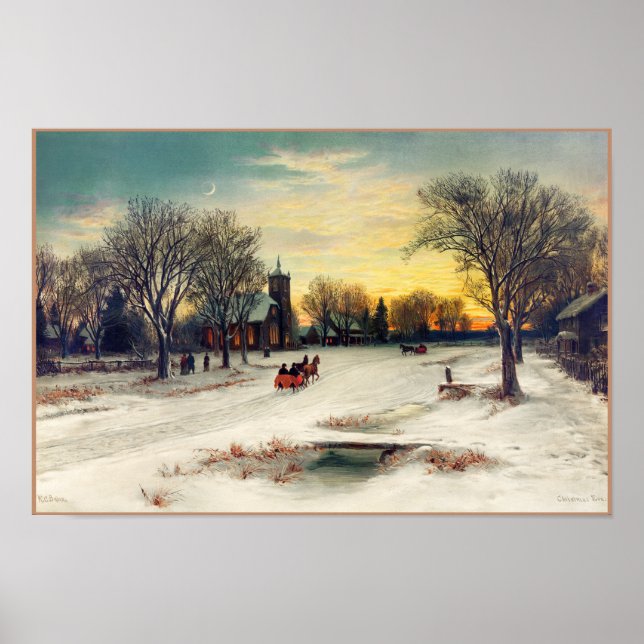 Christmas Eve Painting (1885) by W. C. Bauer Poster (Front)