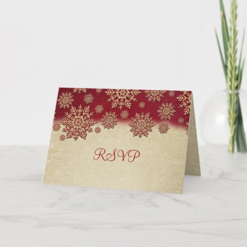 Christmas Eve Red Snowflakes RSVP card