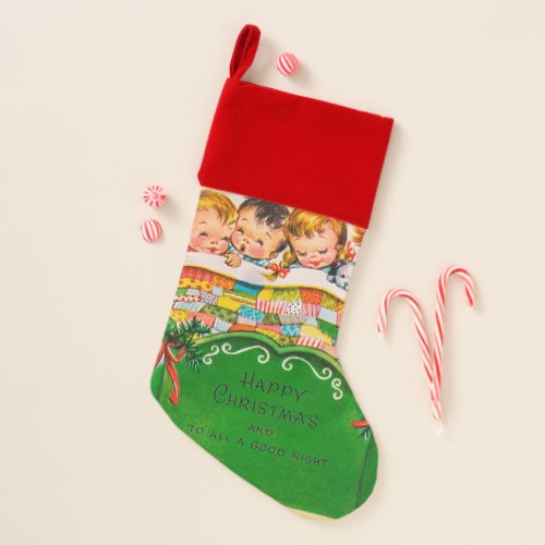 Christmas eve retro Vintage kids stocking