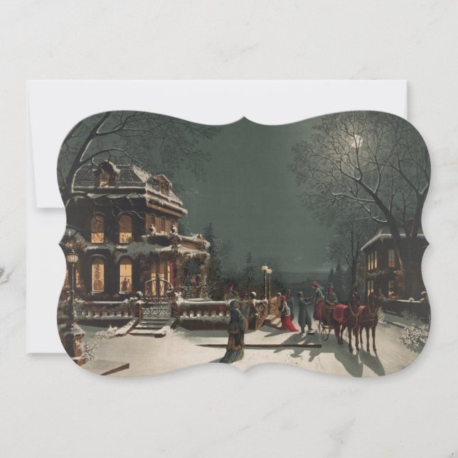 Christmas Eve Sleigh Ride Fancy Cut Christmas Holiday Card (Front)