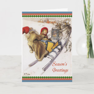 Christmas Eve Sleigh Ride Vintage Holiday Card
