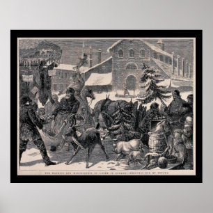 Christmas Eve Street Market Ottawa Canada Vintage Poster