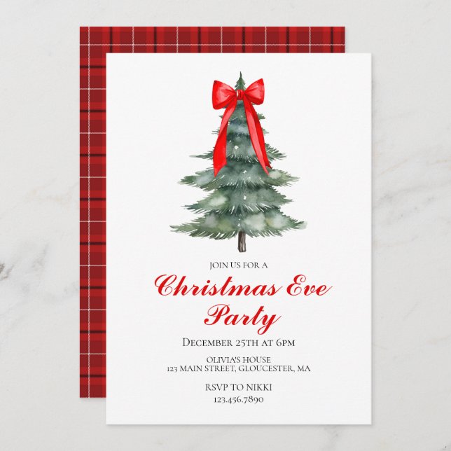 Christmas Eve tree party Invitation (Front/Back)