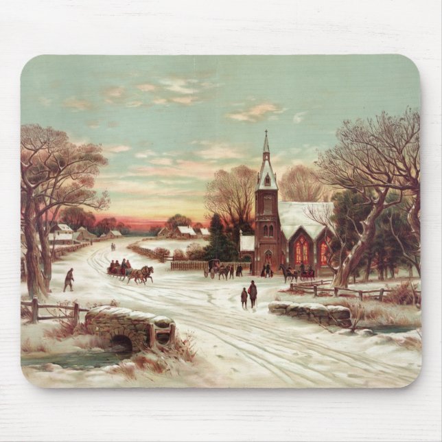 Christmas Eve Winter Scene mousepad (Front)