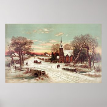"christmas Eve Winter Scene" Poster/print Poster by vintageworks at Zazzle
