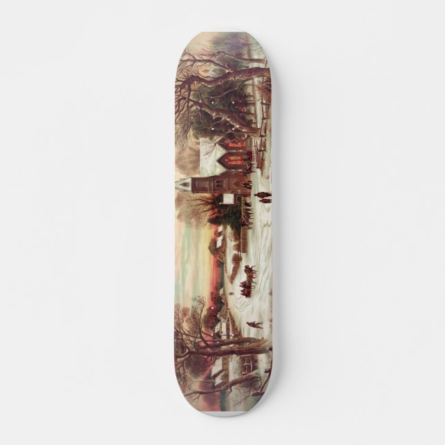Christmas Eve Winter Scene skateboard Deck (Front)