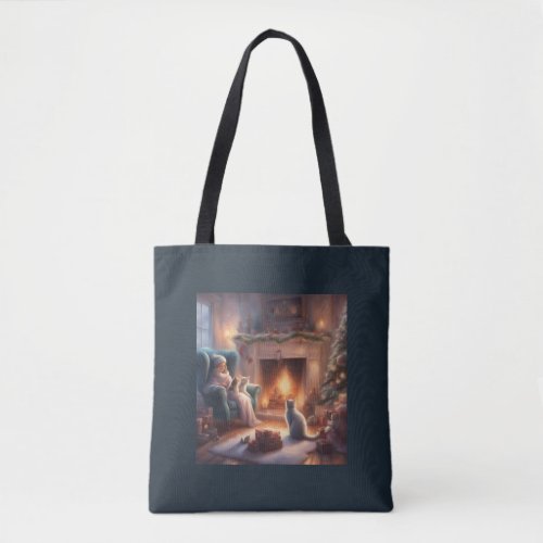 Christmas Eve with the Cats cozy gift bag tote
