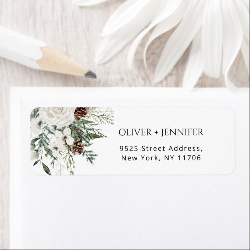 Christmas evergreen festive return Address Label