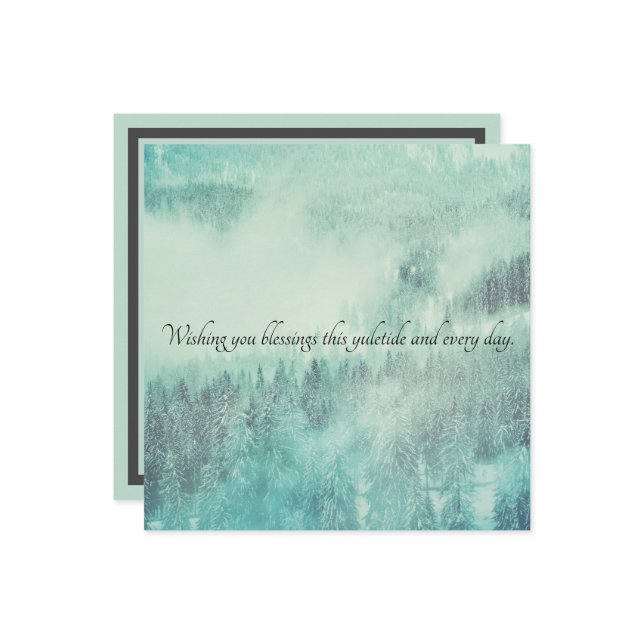 Christmas Evergreen Forest Winter Solstice Card (Front/Back In Situ)
