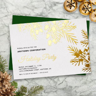 Christmas Evergreen Gold Foil Office Holiday Party Invitation