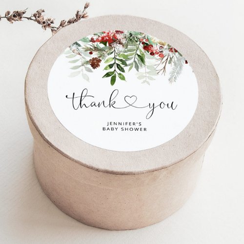 Christmas Evergreen thank you Classic Round Sticker