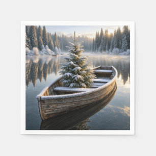 Christmas Evergreen Tree in Rustic Rowboat Napkins