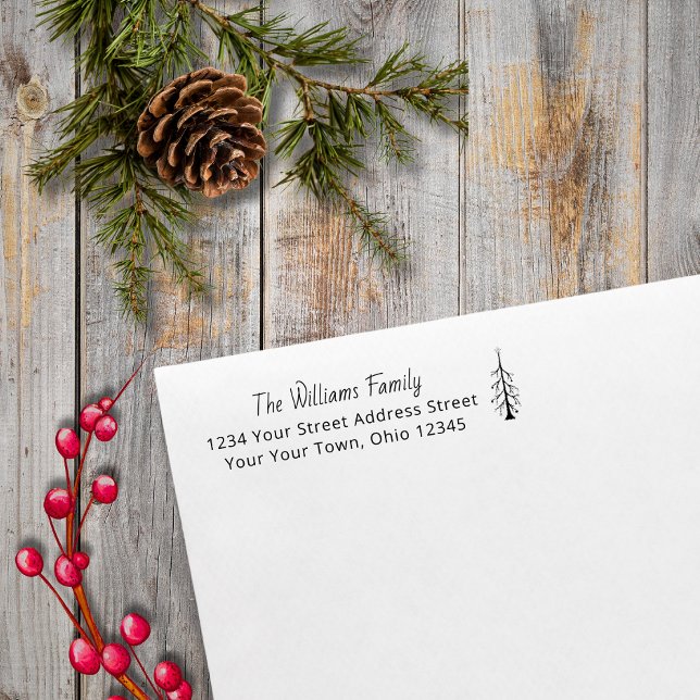 Christmas Evergreen Tree Modern Return Address Self-inking Stamp (Creator Uploaded)