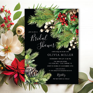 Christmas Evergreens Bridal Shower Invitation