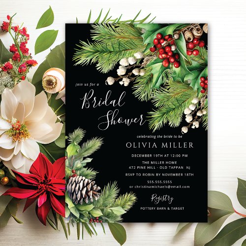 Christmas Evergreens Bridal Shower  Invitation