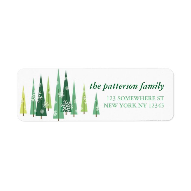 Christmas Evergreens Snowflake Winter Scene Label (Front)