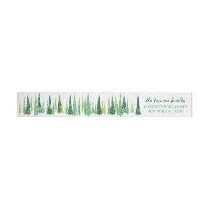 Christmas Evergreens Snowflake Winter Scene Wrap Around Label