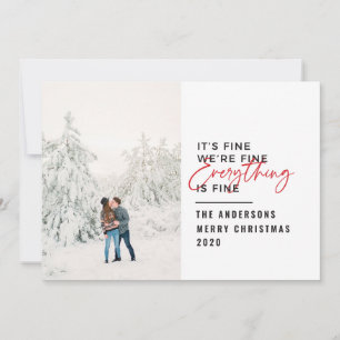christmas everything is fine typography photo holiday card