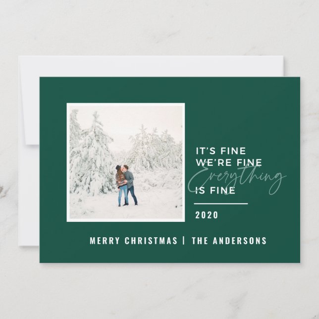 christmas everything is fine typography photo holiday card (Front)
