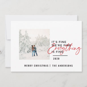 christmas everything is fine typography photo holiday card