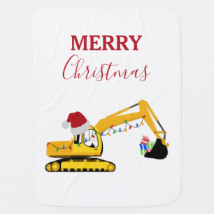 Christmas Excavator Construction Truck Baby Blanket