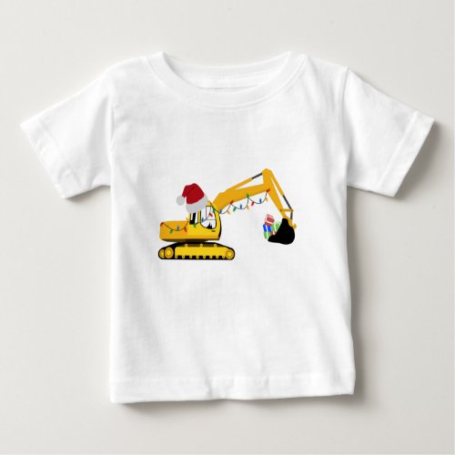 Christmas Excavator Construction Truck Baby T_Shirt