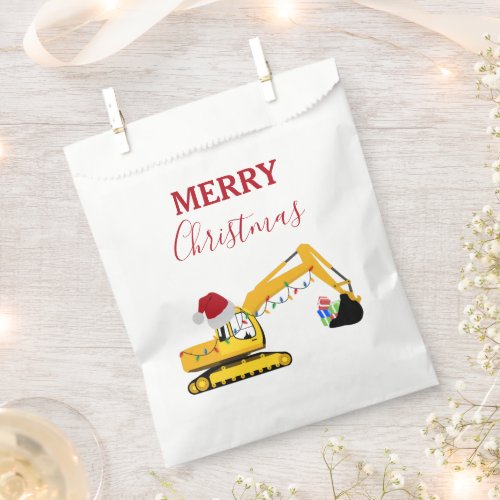 Christmas Excavator Construction Truck Favor Bag