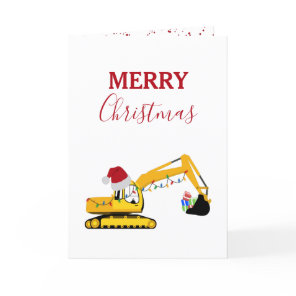Christmas Excavator Construction Truck Holiday Card