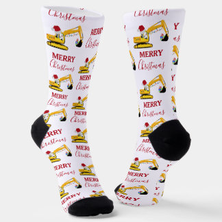 Christmas Excavator Construction Truck Socks