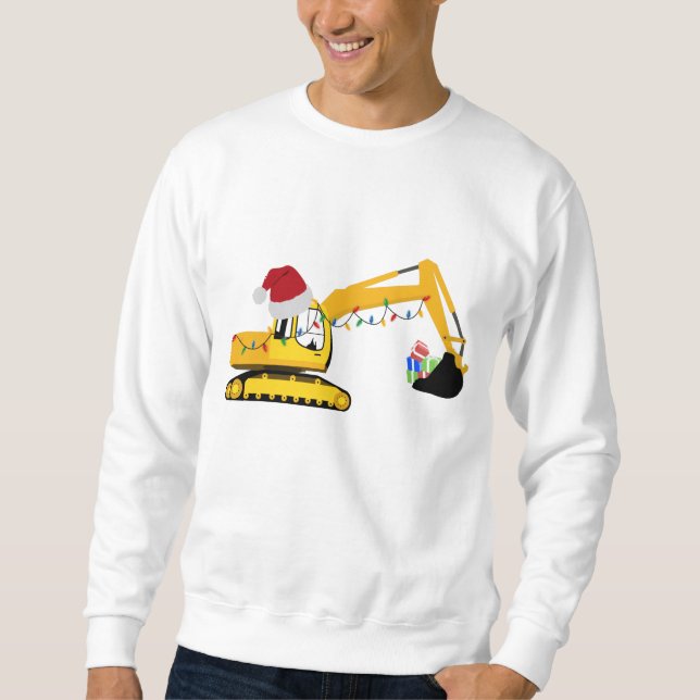 Christmas Excavator Construction Truck Sweatshirt (Front)
