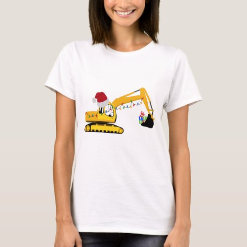 Christmas Excavator Construction Truck T_Shirt