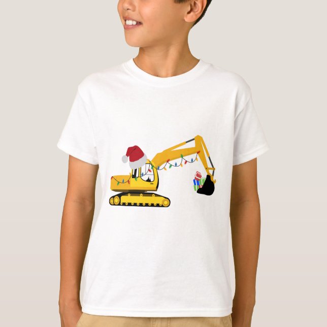 Christmas Excavator Construction Truck  T-Shirt (Front)