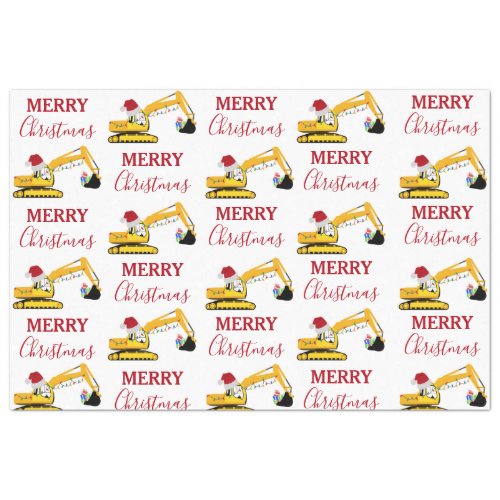 Christmas Excavator Construction Truck Tissue Paper