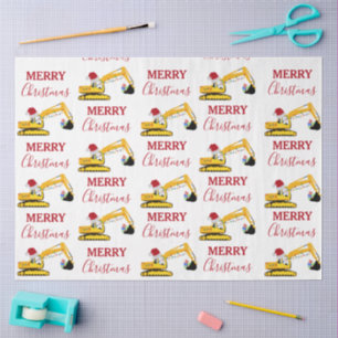 Christmas Excavator Construction Truck Tissue Paper