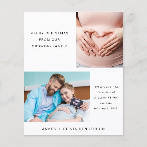 Christmas Expecting Growing Family Photo Card