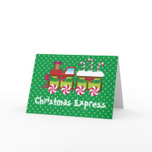 Christmas Express Candy Cane Train Greeting Card