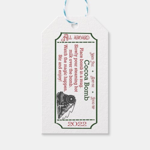 CHRISTMAS EXPRESS COCOA BOMB DIRECTIONS GIFT TAGS