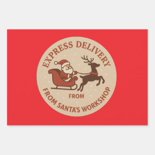 Christmas Express Delivery From Santas Workshop Wrapping Paper Sheets