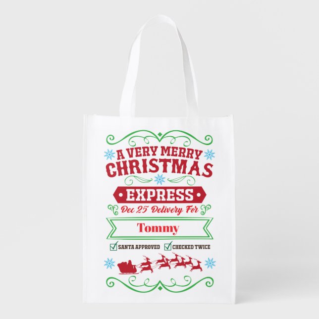 Christmas - Express - PERSONALIZE Grocery Bag (Front)