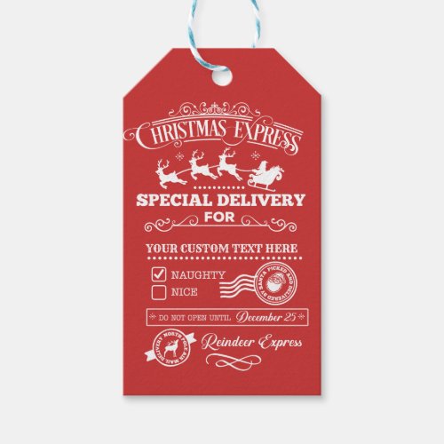Christmas Express Special Delivery NAUGHTY NICE Gift Tags
