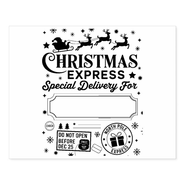 Christmas Express Special Delivery Santa Rubber Stamp (Imprint)