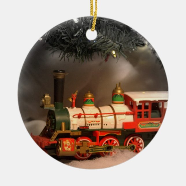Christmas Express Train Ceramic Ornament (Front)