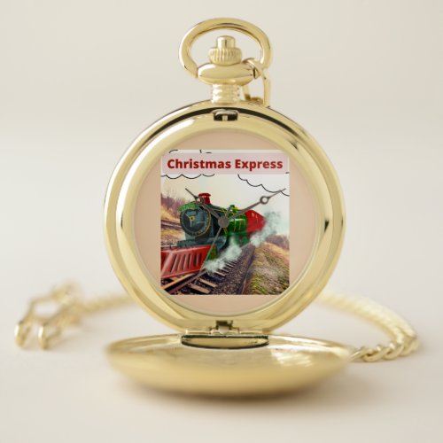Christmas express train pocket watch