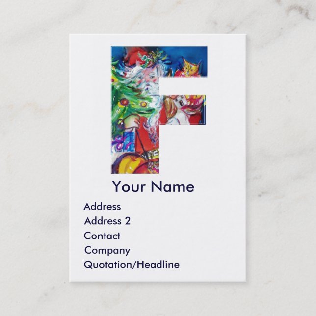 CHRISTMAS F LETTER / SANTA WITH CHRISTMAS TREE BUSINESS CARD (Front)