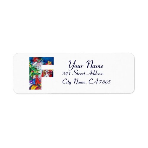 CHRISTMAS F LETTER  SANTA WITH CHRISTMAS TREE LABEL
