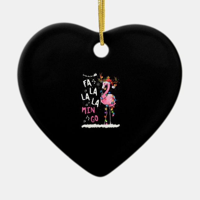 Christmas - Fa-La-La Mingo Flamingo With Christmas Ceramic Ornament (Front)
